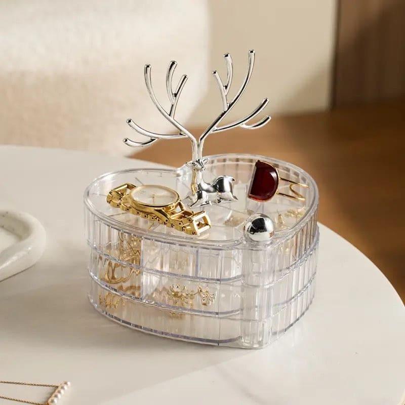 3 Layer Acrylic Deer Jewelry Organizer for Elegant Storage Solutions - Clarify.pk