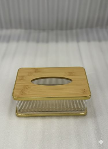 Modern Acrylic Tissue Holder with Wooden Lid