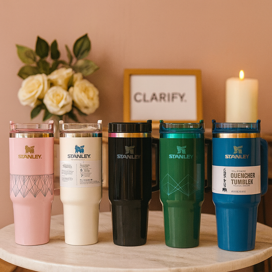 40oz Glossy Stainless Steel Tumbler – 1200ml Stanley Style Drinkware