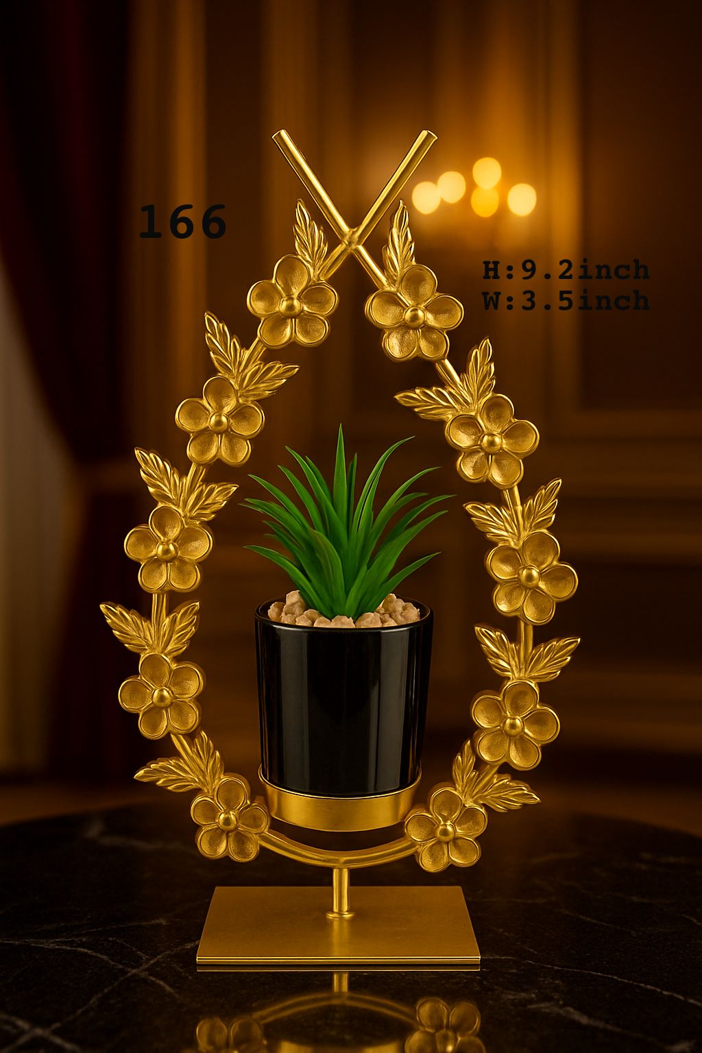 Golden Bloom Metal Plant Pot - Elegant Home Decoration