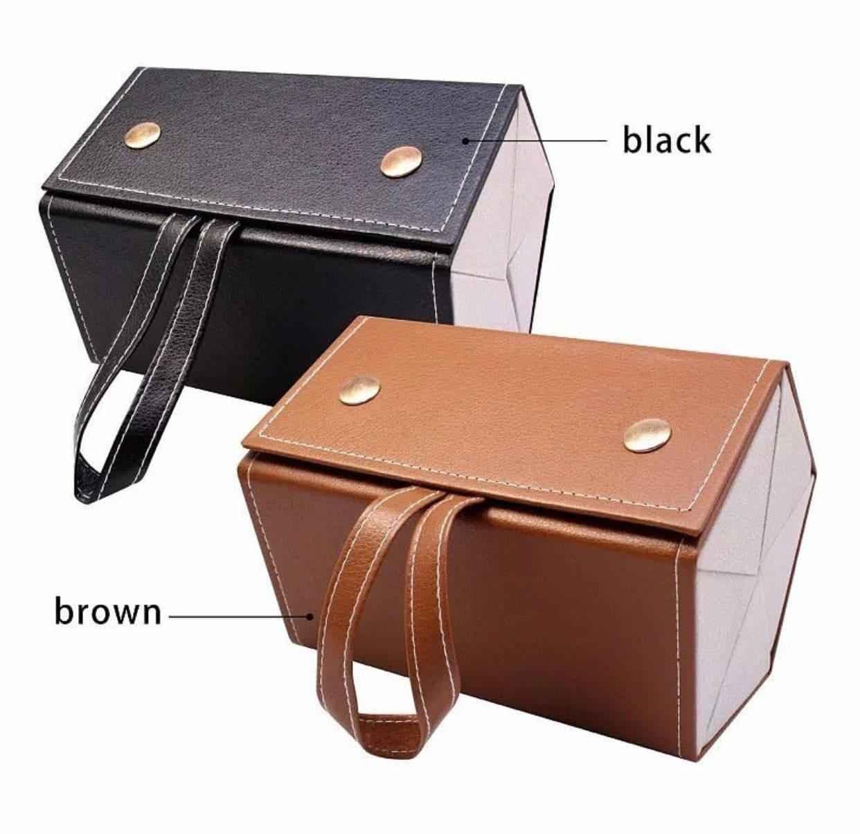 Foldable 5-Slot PU Leather Eyewear Travel Organizer.