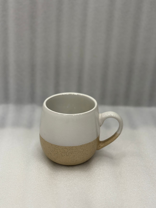 Matte Ceramic Mug – Beige & White Two-Tone Design