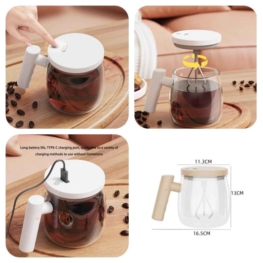 Electric Mixing Cup 400ml, Automatic Portable Glass Cup Blender, Waterproof Self Coffee Mixer.