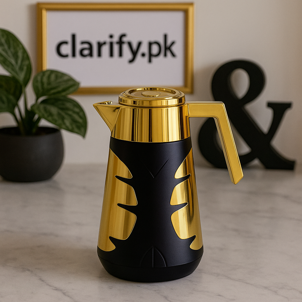 Luxury Black & Gold Vacuum Flask – 1 Liter Insulated Thermos