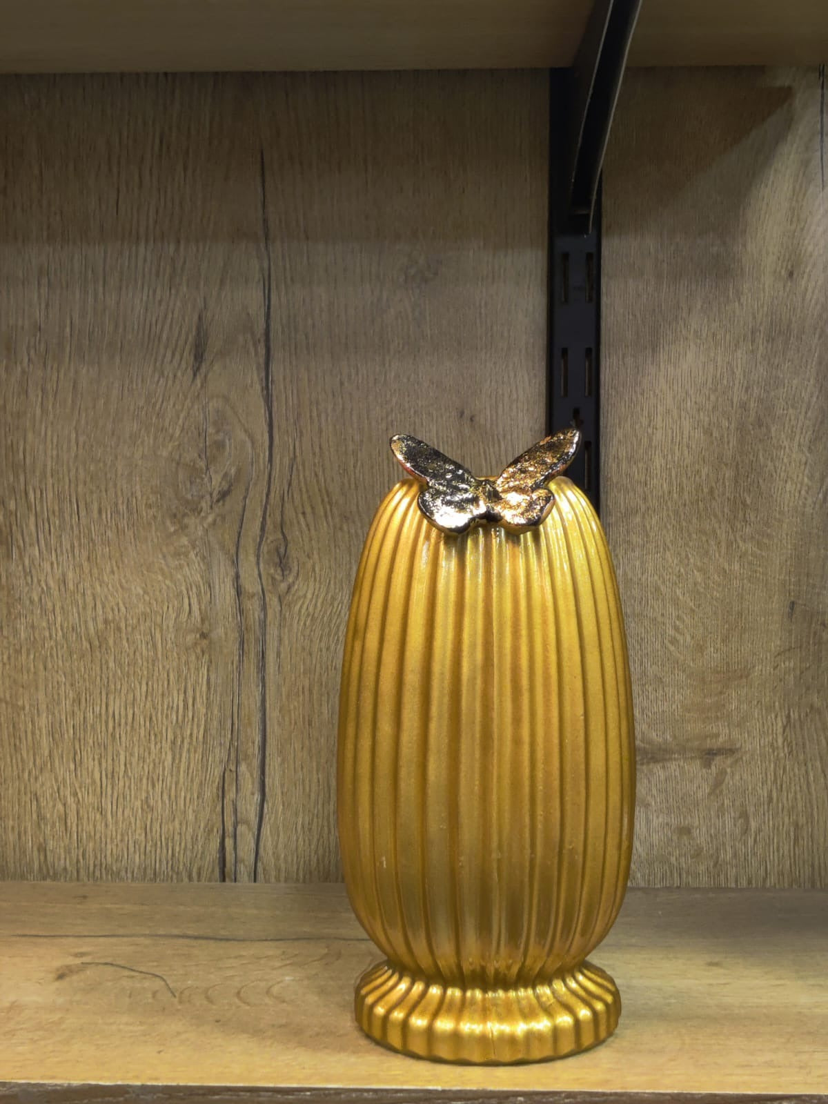Premium Golden Decorative Vase – Butterfly Design