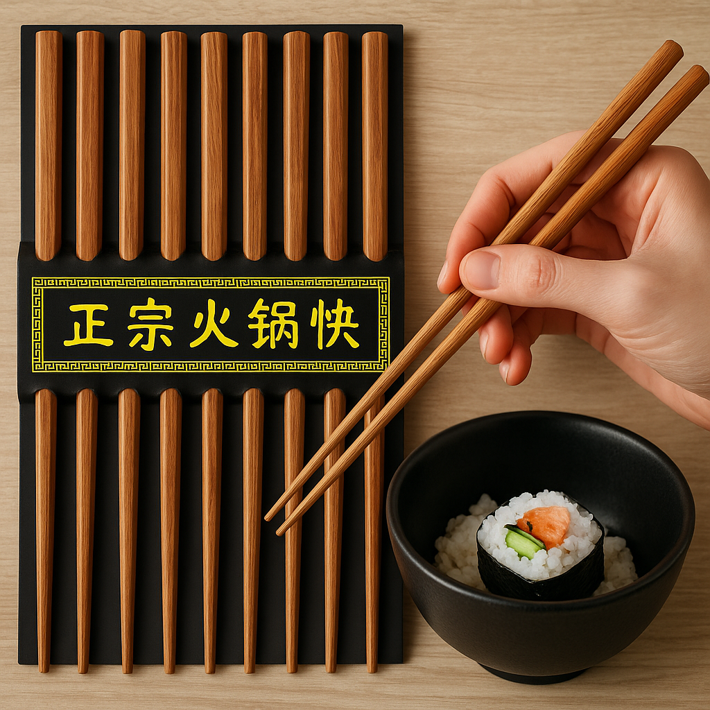 10 Pairs Wooden Chopsticks Set – Reusable Eco-Friendly Tableware