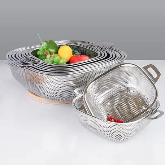 Stainless Steel Heavy Rice & Stain Colanders – Durable Kitchen Strainer