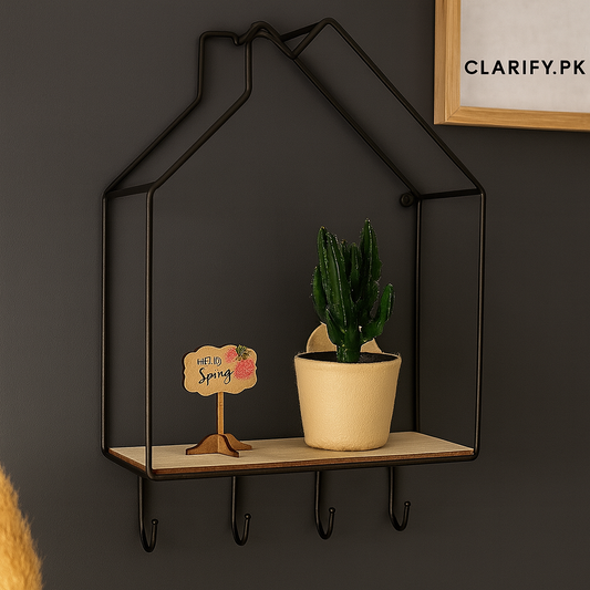 Hut Style Wall Shelf with Hooks – Creative Home Organizer