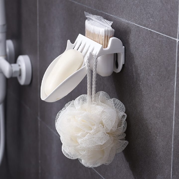 Self Adhesive Soap Dish with Mobile & Toothbrush Holder