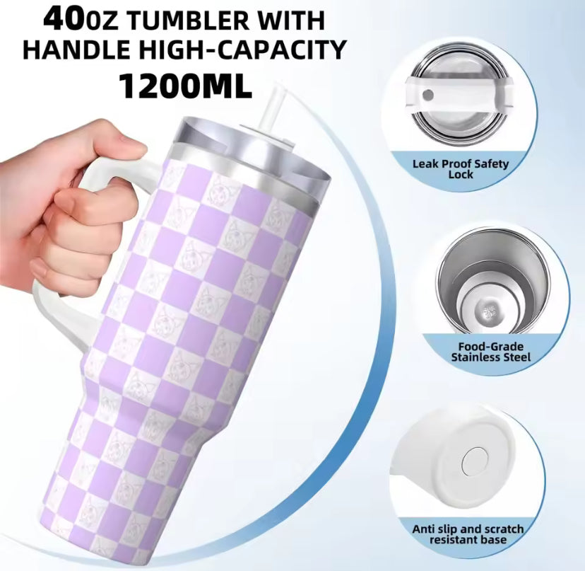 1200ml Rhinestone Tumbler with handle high capacity leak proof safety lock and stainless steel interior