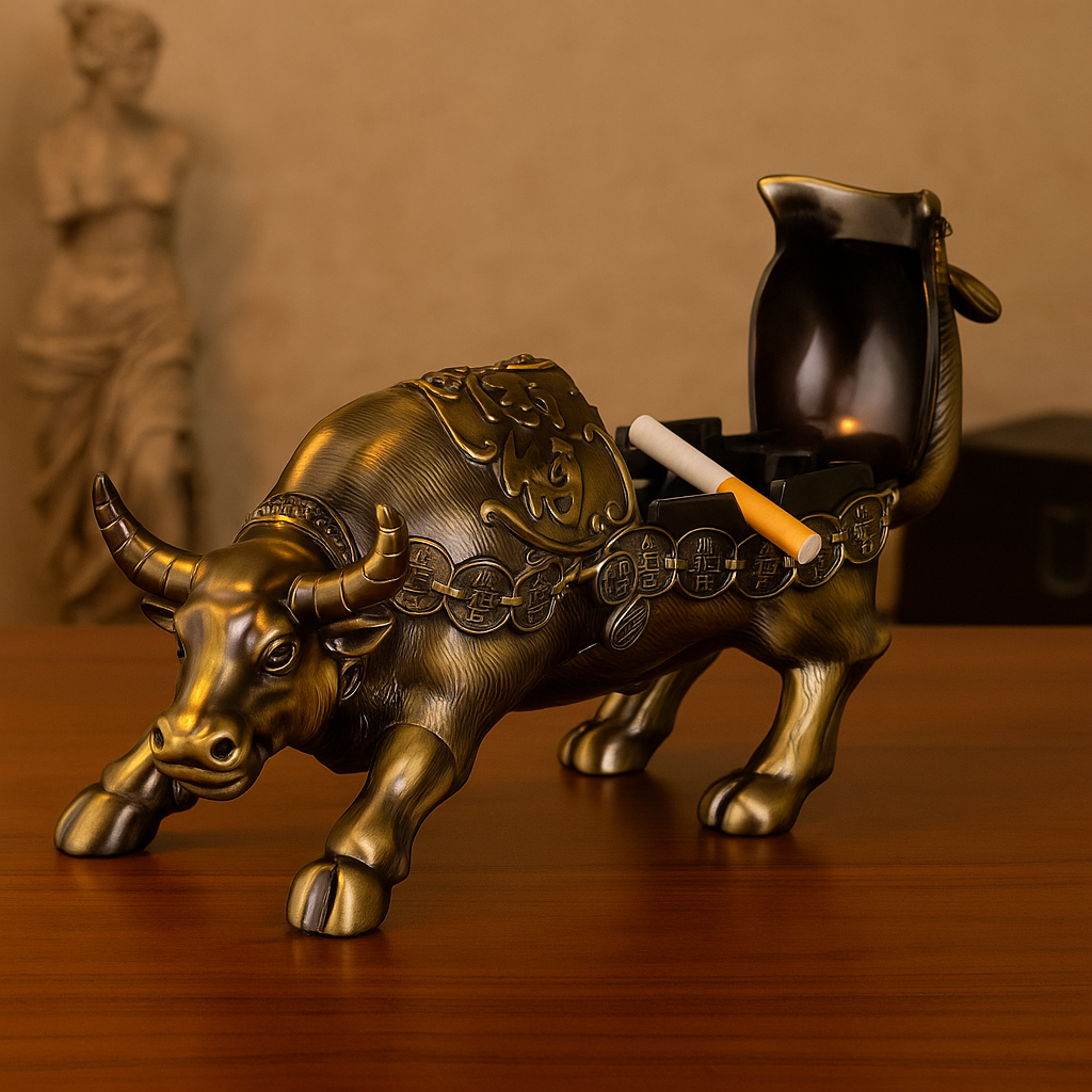Metal Bull Ashtray – Creative Desktop Smoking Accessory