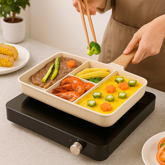 4-Compartment Frying Pan – Multi-Section Non-Stick Skillet