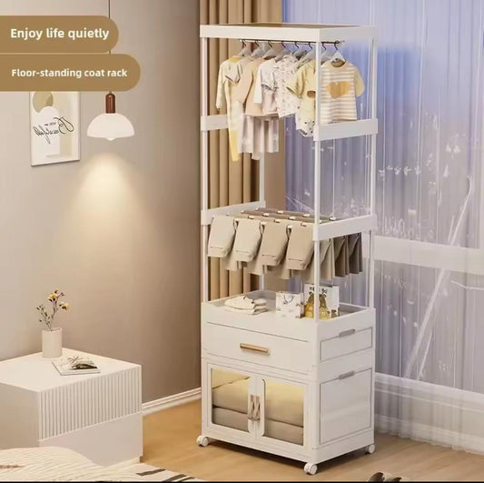 Portable Wardrobe with Cabinet & Hanger – Lightweight & Moveable