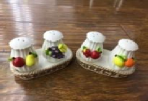 Fruit Shape Ceramic Salt & Pepper Shakers with Tray – Decorative Table Set