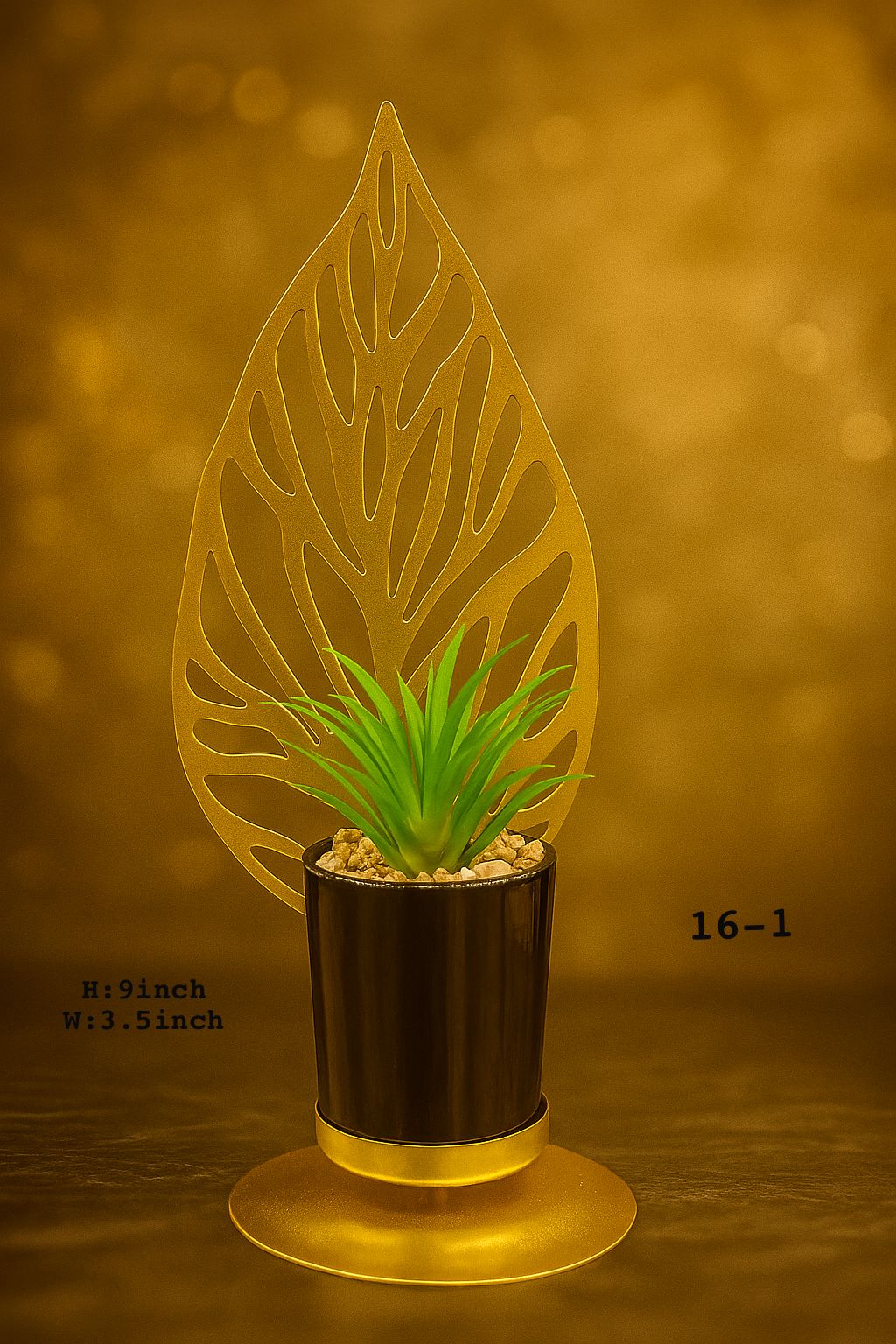 Golden Leaf Metal Plant Pot - Luxury Home Décor