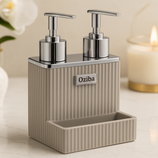 Luxury 2-in-1 Soap & Lotion Pump Bottles – Refillable Countertop Organizer