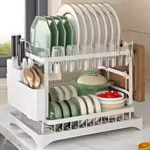 2 Tier Dish Drying Rack with Utensil Holder