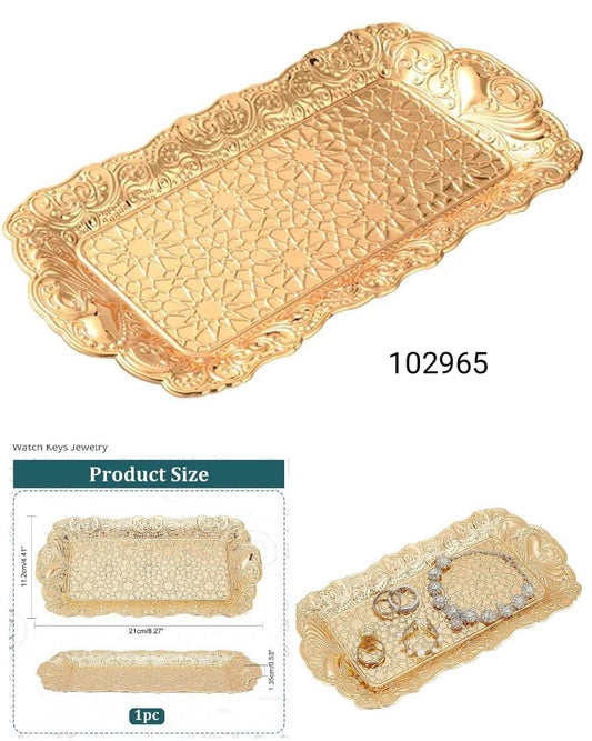 Gold Stainless Steel Tray – Elegant Metal Serving Platter