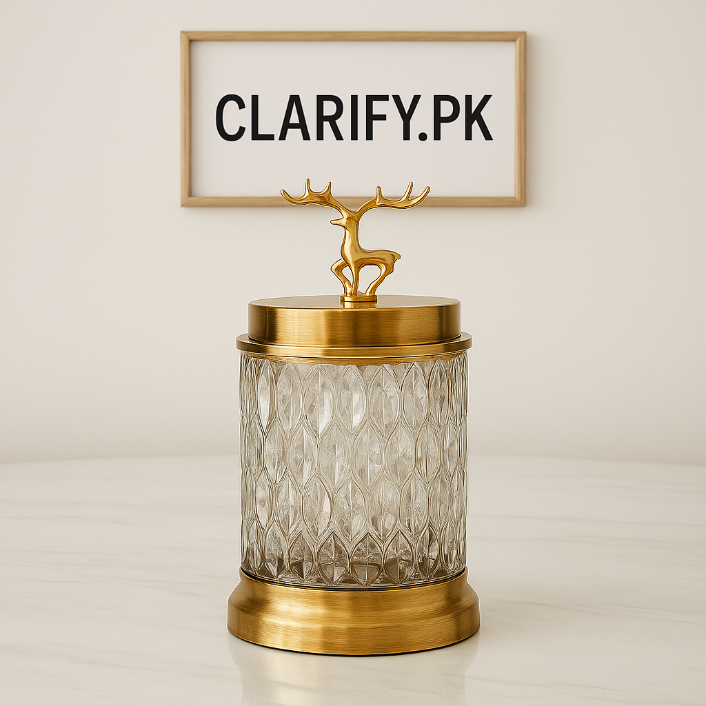 Golden Deer Lid Glass Jar – Premium Candy & Dry Fruit Storage