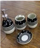 Luxury 4Pcs Black & White Bath Set – Modern Bathroom Décor