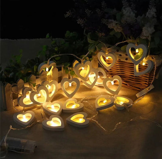Clarify.pk 20 LED heart night light string with warm yellow glow for cozy decorative lighting