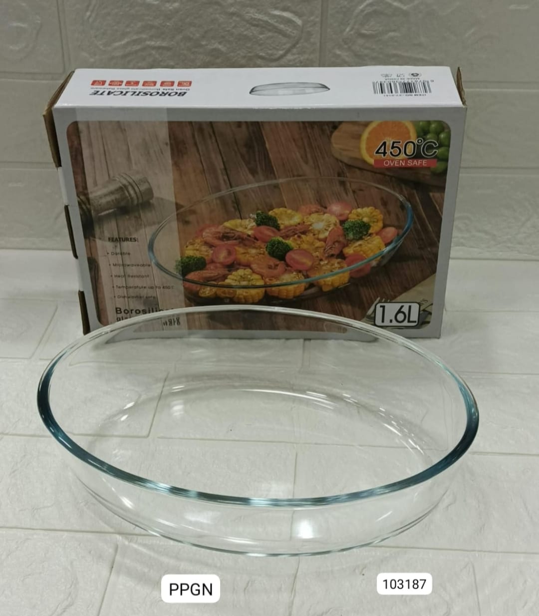 Circular Toughened Glass Baking Dish – Oven Safe up to 450°C