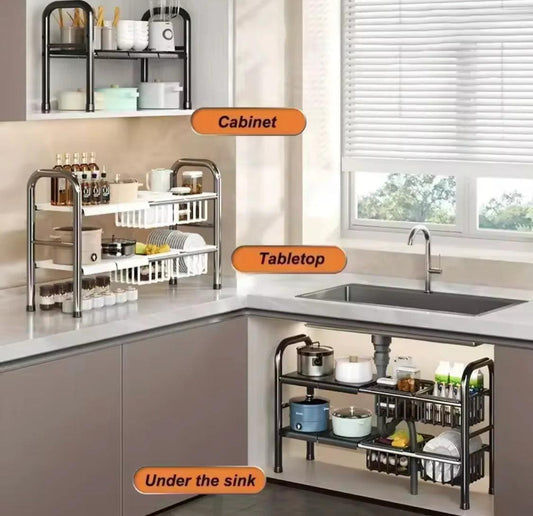 2 Tier Under Sink Organizer for Efficient Storage