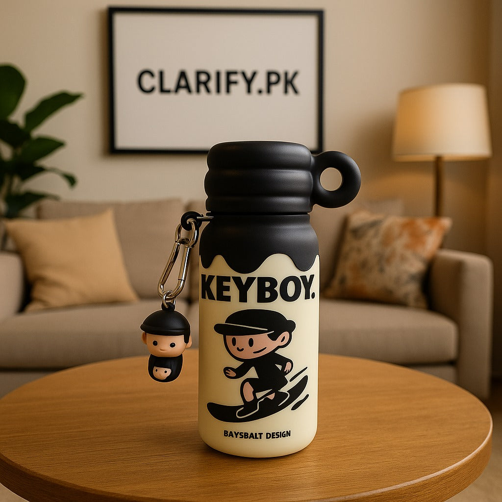 KEYBOY Cute Water Bottle with Keychain – Portable