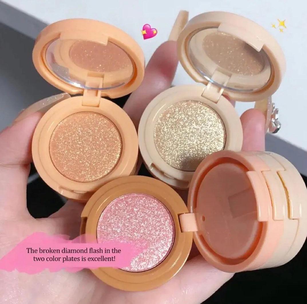 3-in-1 Blush Highlighter Set - Cutest Hudamoji Mini Blush & Highlighter with Pearly Finish - Clarify.pk