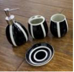 Luxury 4Pcs Bathroom Set – Black & White Elegance