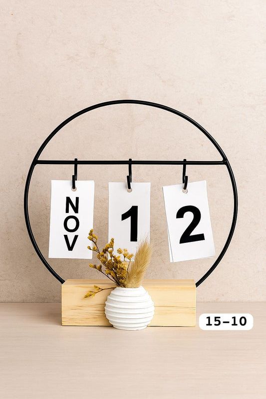 Decorative Flip Wooden Table Calendar – Desk Organizer