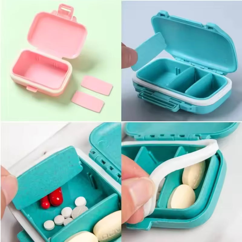 Clarify.pk 3 compartment pill box in pink and blue with removable dividers for organizing pills