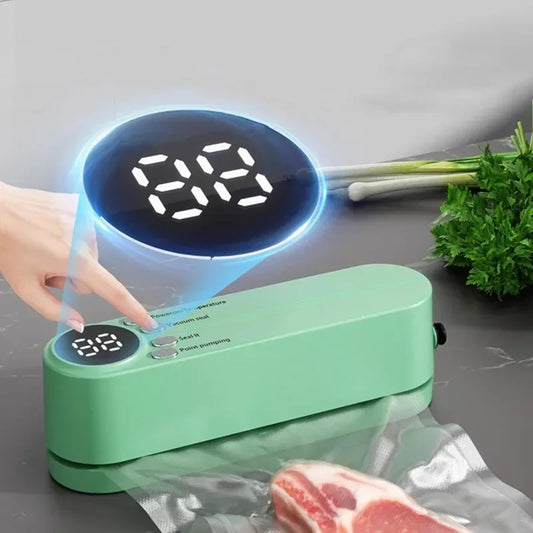 Clarify.pk 3-in-1 electric vacuum Sealing machine in green with digital display sealing fresh meat