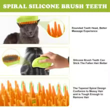 3 in 1 steam brush for cats and dogs with spiral silicone brush teeth for better hair removal
