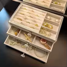 Clarify.pk 3 layer jewelry organizer carrying case with compartments for rings necklaces and watches