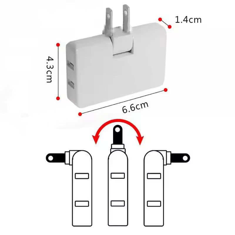 Clarify.pk 3 way flat plug adapter with foldable prongs and compact dimensions for versatile use