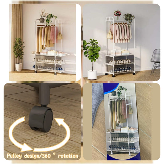 3-Layer Multifunctional Cloth Stand with Shoe Rack