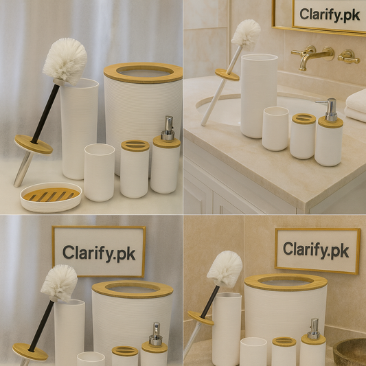 Premium White 6 Pcs Bathroom Accessories Set – Elegant Minimalist Design
