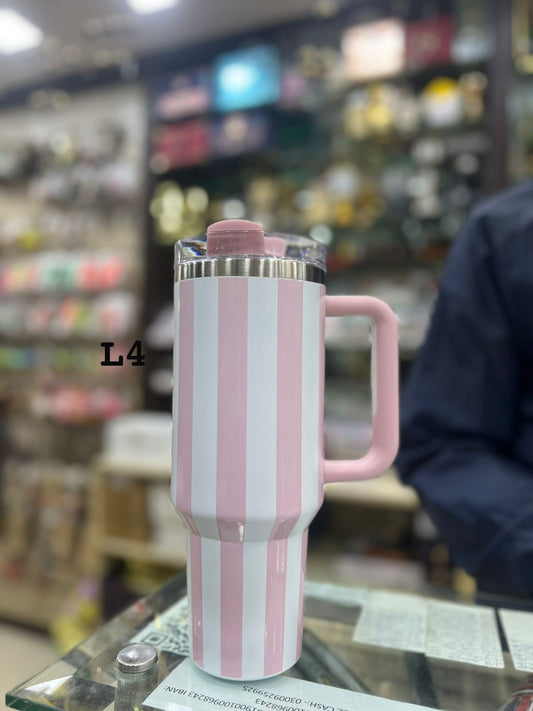 Premium Pink Stripe 40oz Tumbler – 1200ml Water Bottle