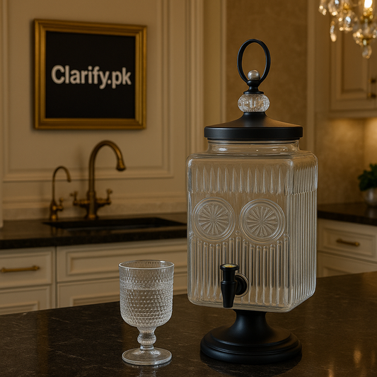 Luxury Crystal Design Beverage Dispenser Set – 3L with 6 Glasses