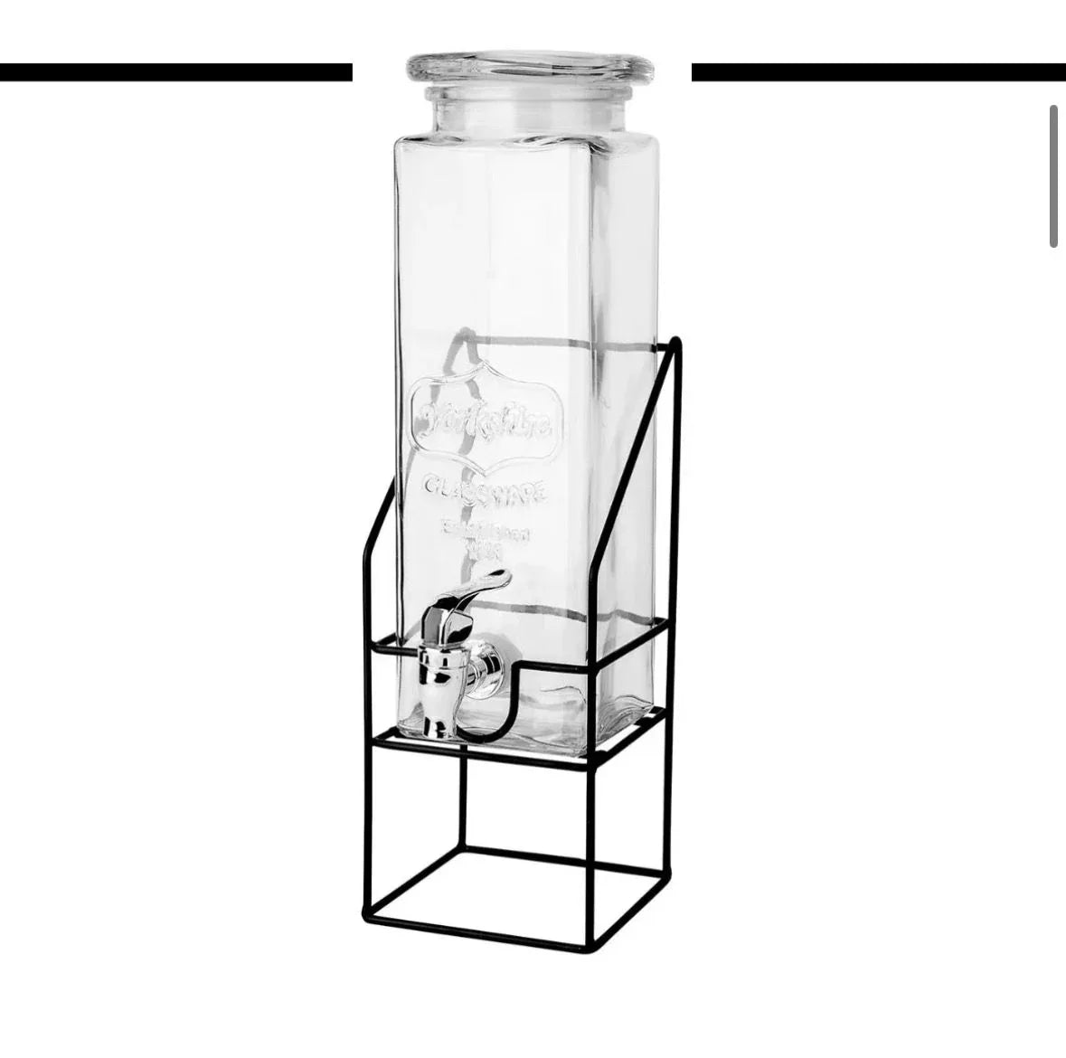 Elegant Glass Juice Dispenser with Durable Metal Base – Beverage Server