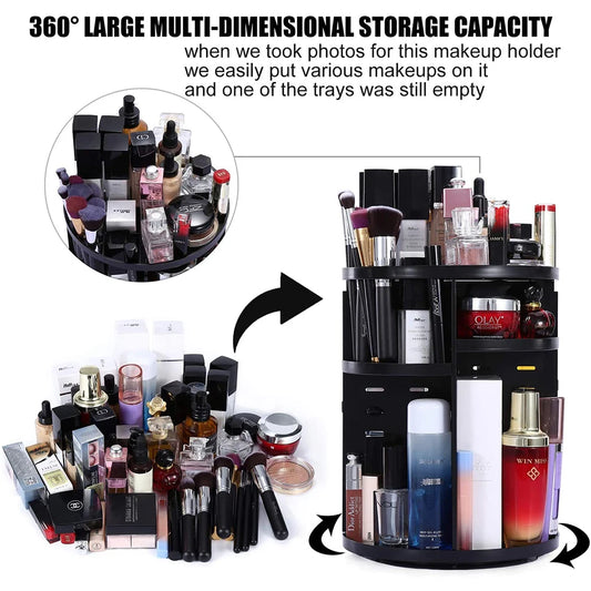Clarify.pk 360 degree makeup organizer with large multi-dimensional storage capacity for cosmetics and brushes