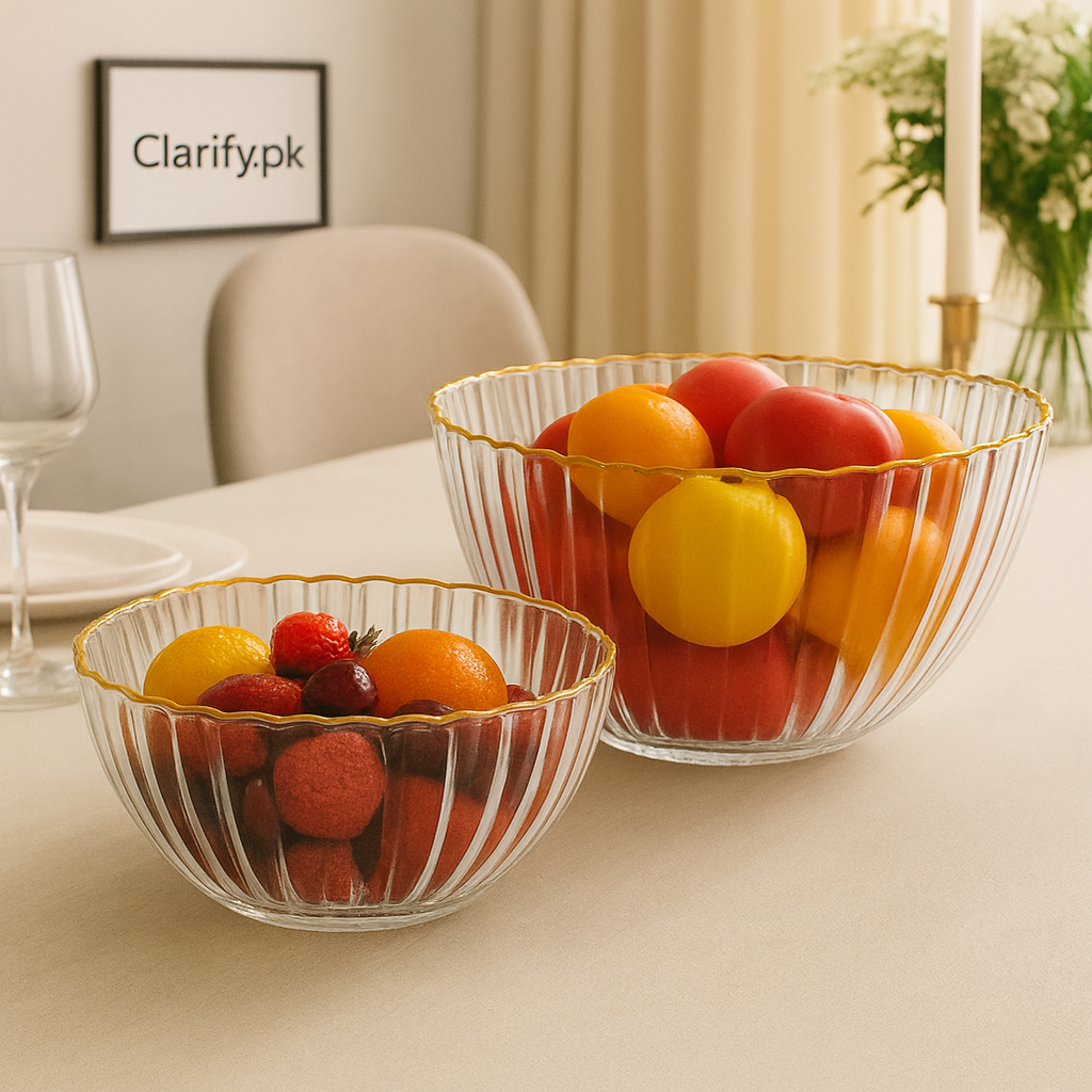 Acrylic Fruit Bowl with Gold Border – Elegant Tableware