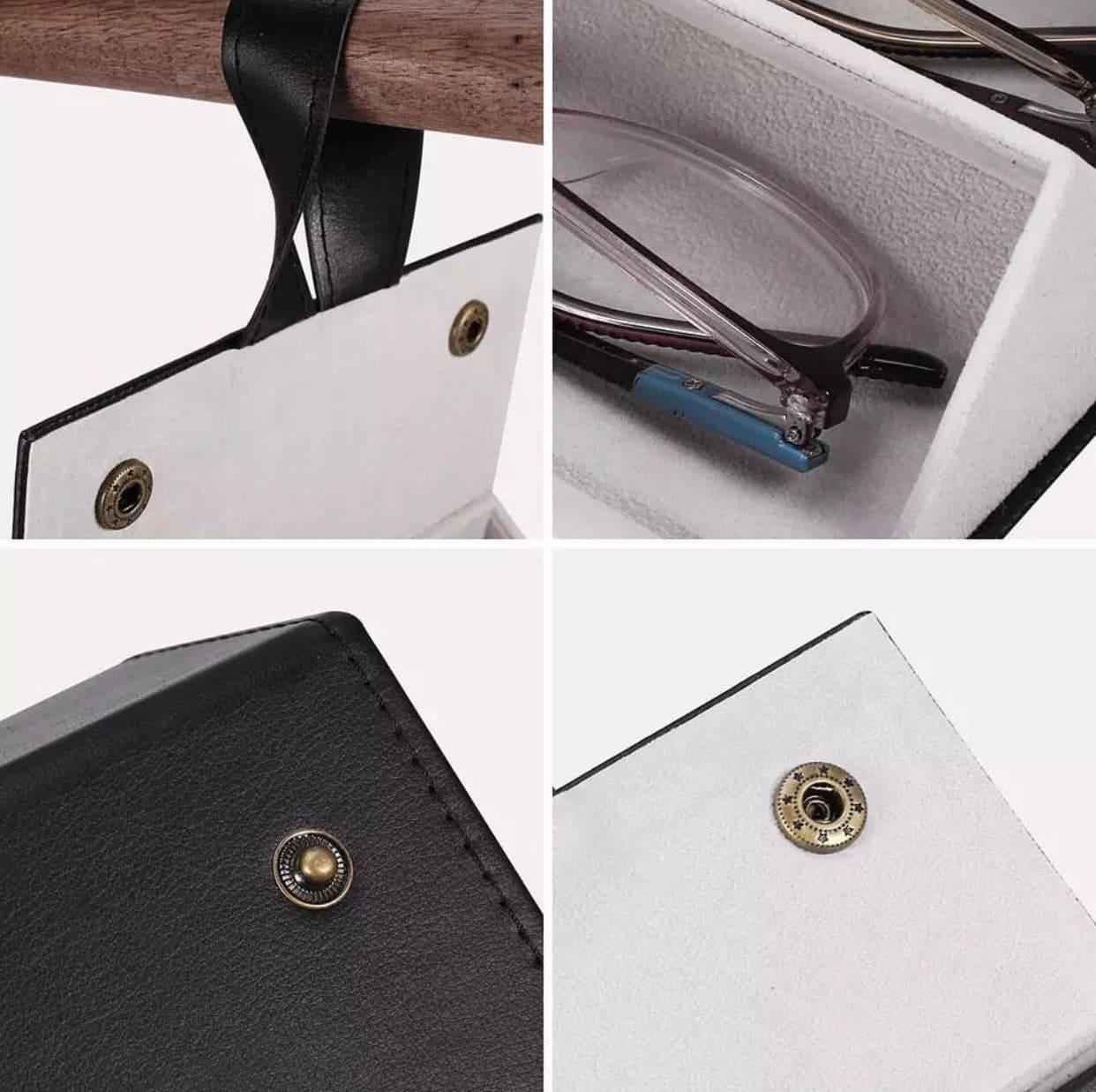 Foldable 5-Slot PU Leather Eyewear Travel Organizer.