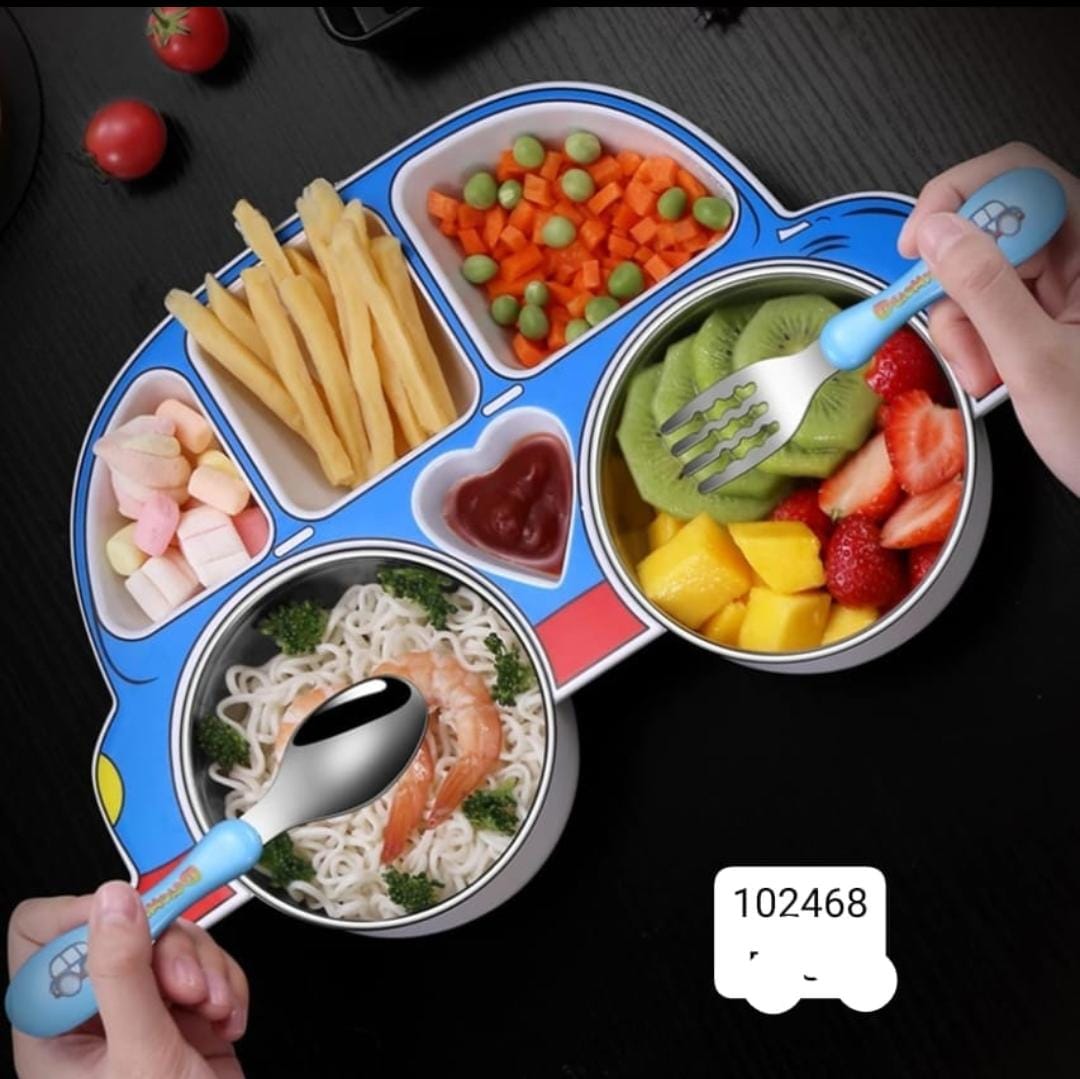 Stainless Steel Portion Car Plate Bowl – Durable & BPA-Free