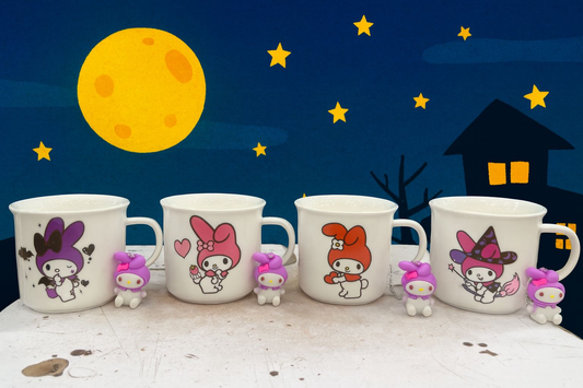 Melody & Kuromi Character Mug with Handle Keychain – Cute Cartoon Cup (each)