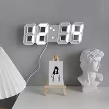 Clarify.pk 3D LED digital wall clock displaying time on white modern wall décor