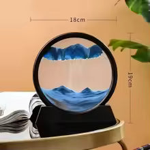Clarify.pk 3D moving sand art with black circular frame on a modern table for home decor