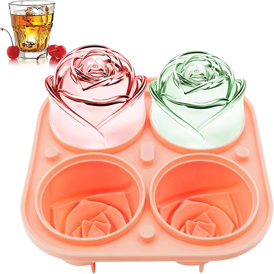 Clarify.pk 3D rose ice cube molds silicone tray for making decorative rose-shaped ice cubes