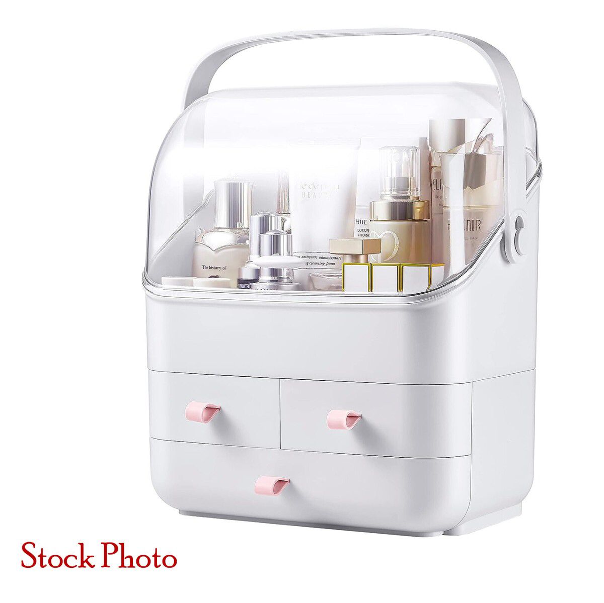 Makeup Organizer Storage Box with Cover & Drawers (Random Color)